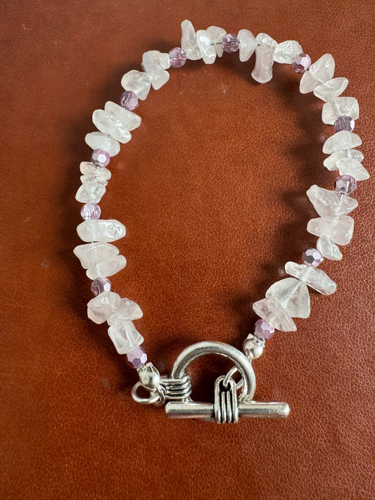 Rose Quartz Chip Stone Bracelet